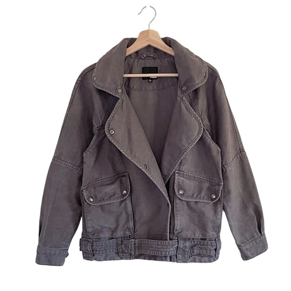 Aritzia Wilfred Free Rayder Linen Cotton Canvas Jacket Graphite Pencil Grey XS - Picture 6 of 16